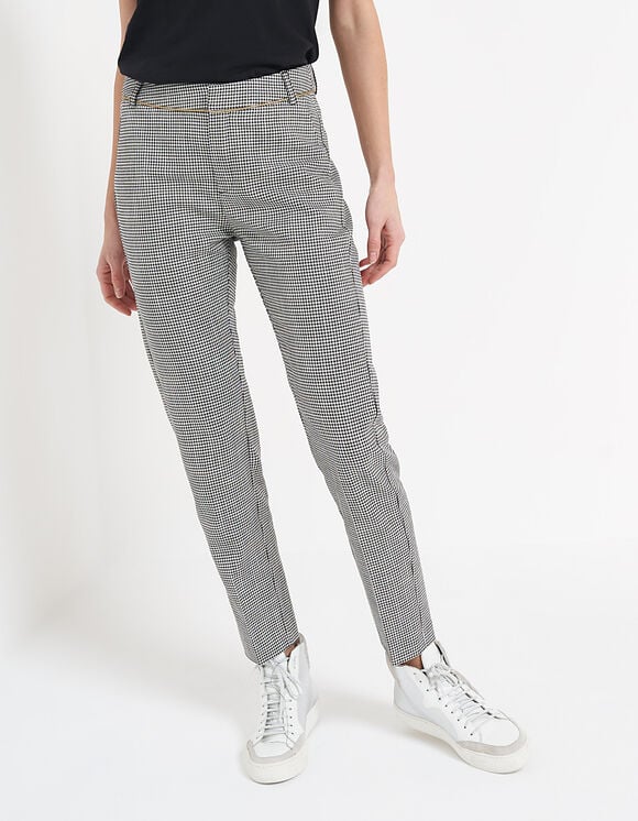 I.Code black houndstooth suit trousers