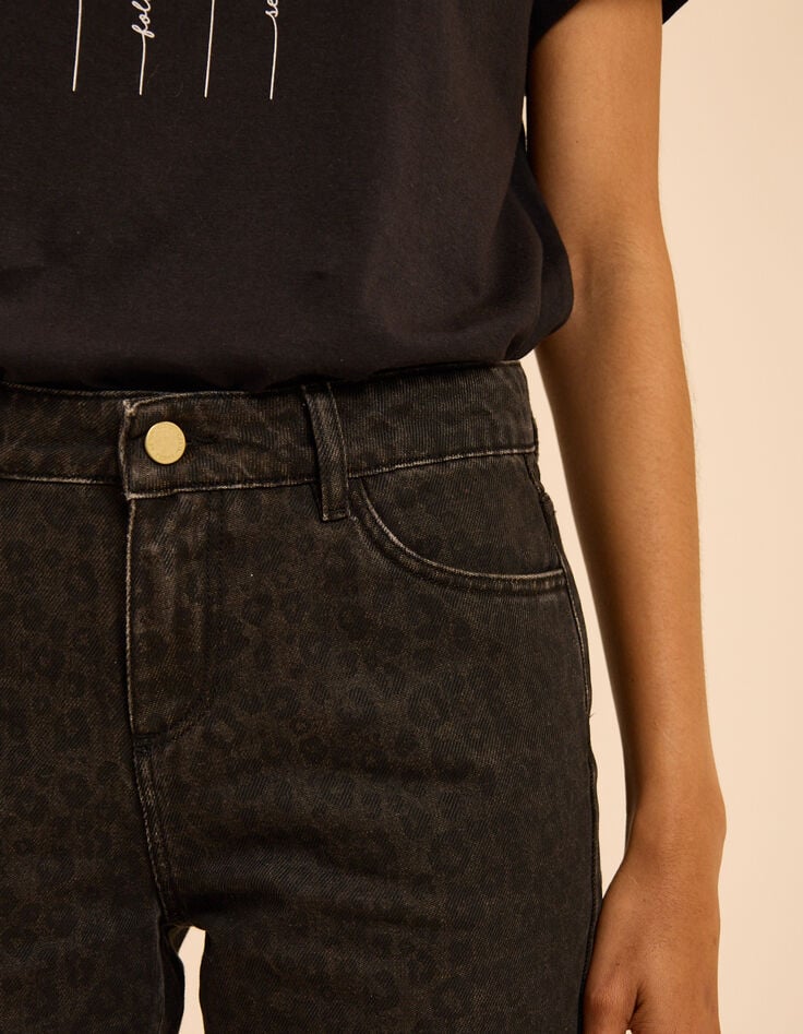 Bruine recht jeans luipaardprint Héléna I.Code-5 Bruine recht jeans luipaardprint Héléna I.Code-5