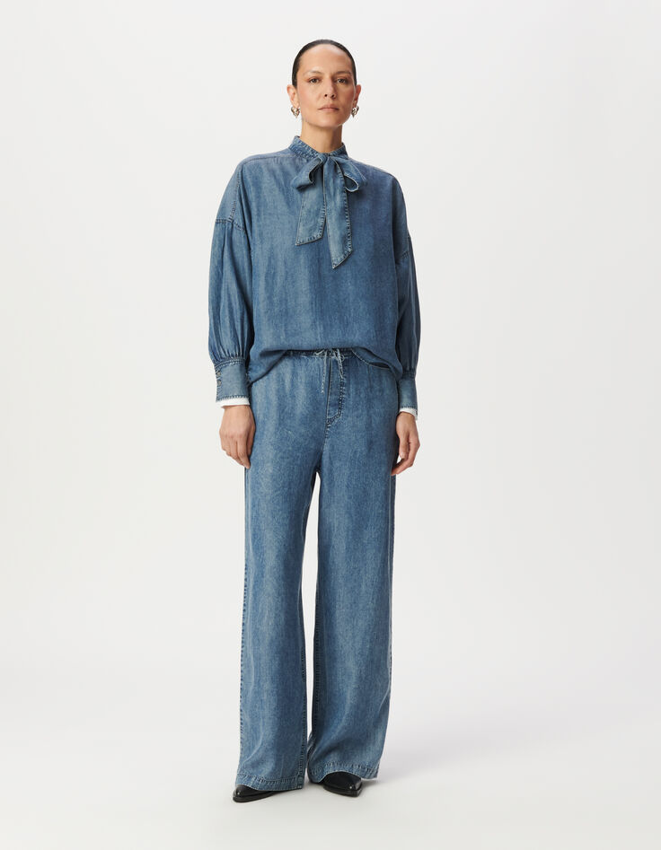 Blaue Damenjogpant mit Gummizug am Bund DANA-1