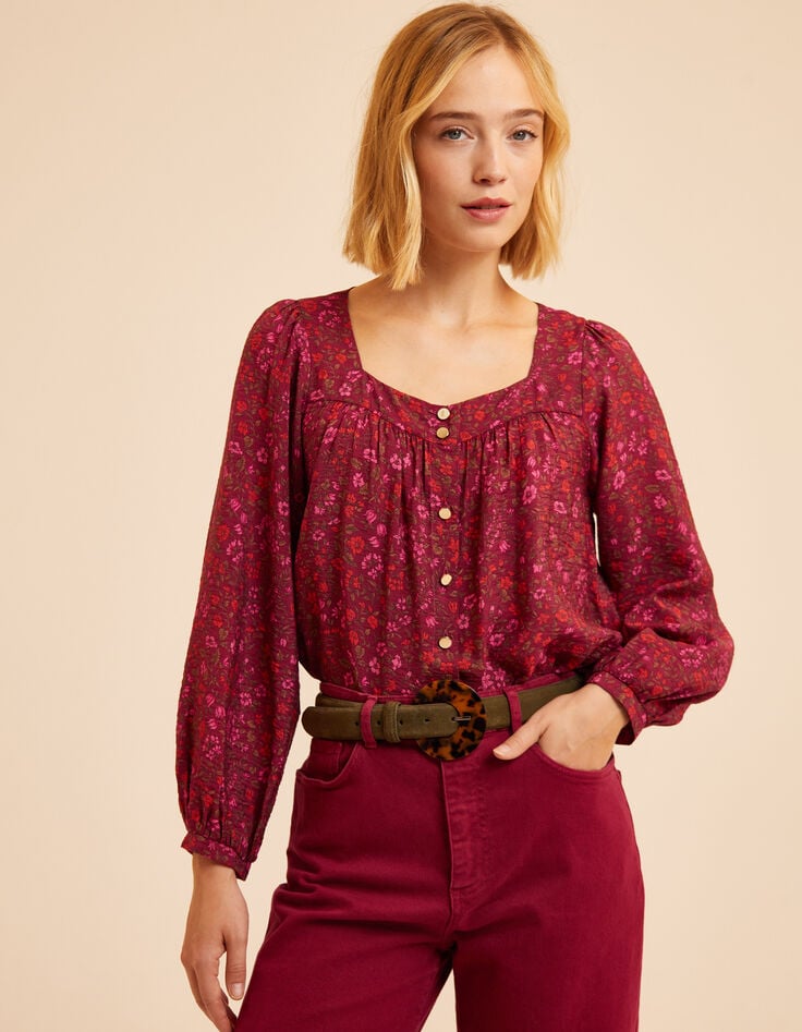 Roze blouse bloemenprint I.Code-1 Roze blouse bloemenprint I.Code-1