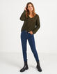 Pull vert empire tricot mohair mélangé I.Code-5