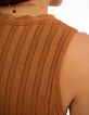 I.Code fawn ribbed knit sleeveless cardigan-5