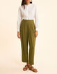 Ecru lurex krijtstreep motief pak broek I.Code-8