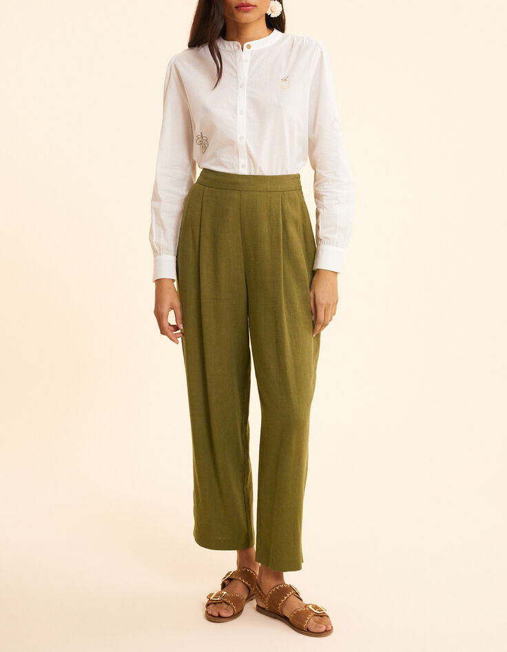 Ecru lurex krijtstreep motief pak broek I.Code-8