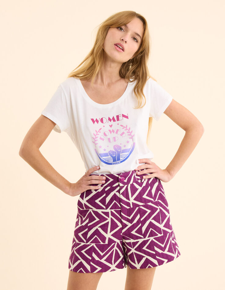 Pantalón corto de jacquard en morado con estampado gráfico I.Code-3