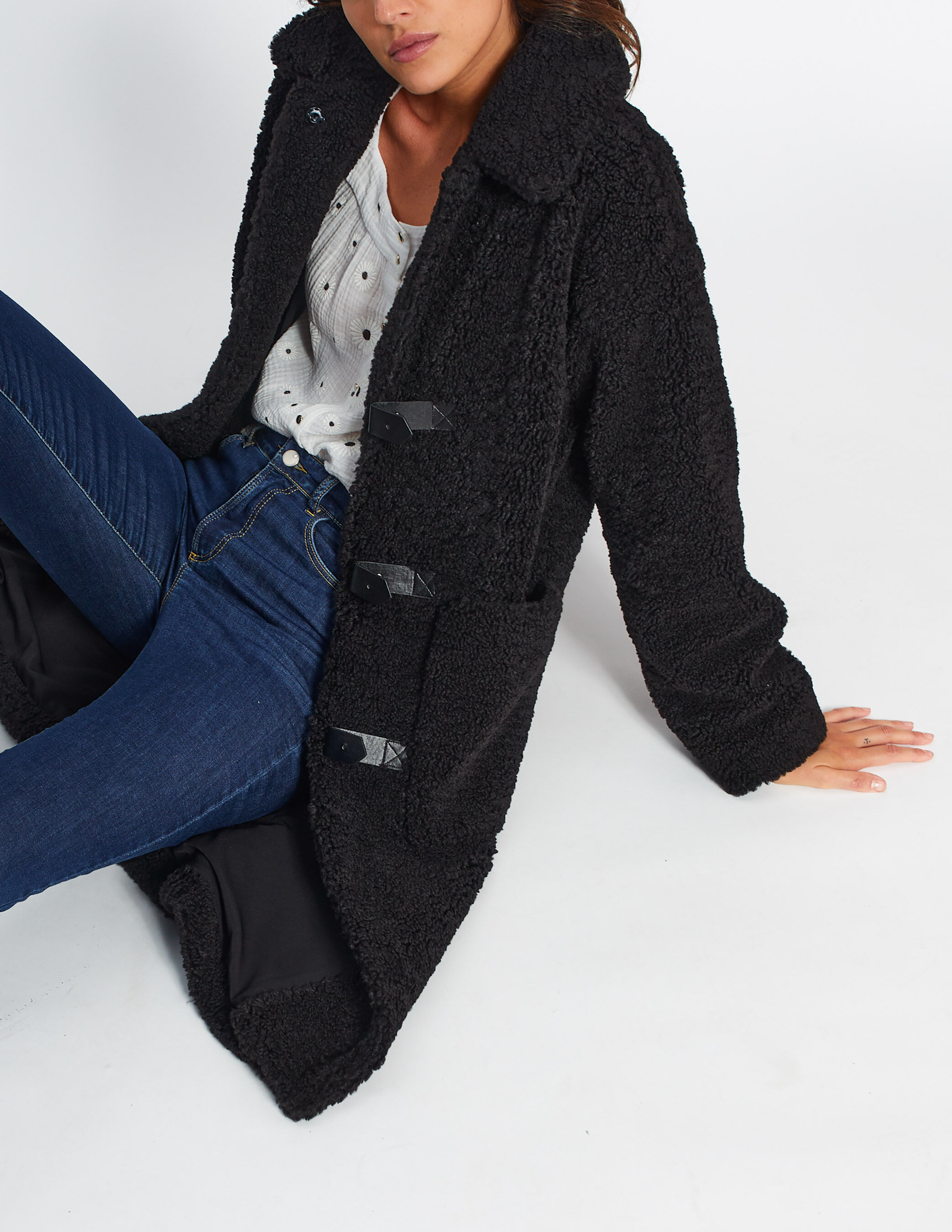 Manteau long sherpa femme deals