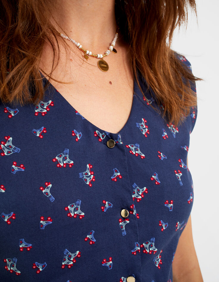 I.Code navy rollerskate print dress-4 I.Code navy rollerskate print dress-4
