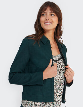 I.Code imperial green textured knit suit jacket