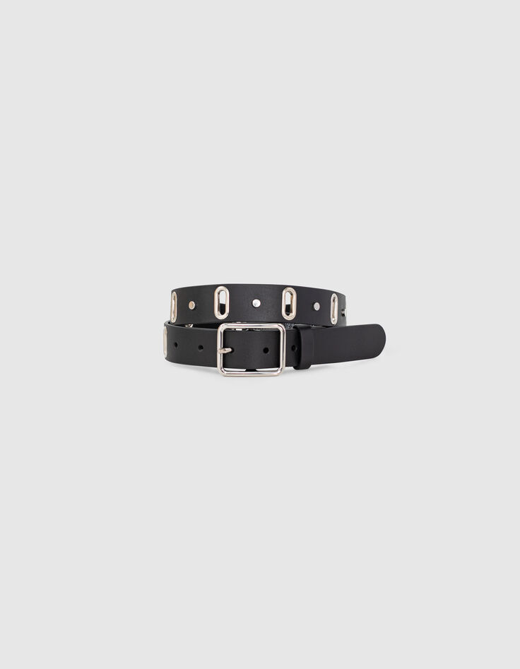 I.Code black leather belt with small chain-2 I.Code black leather belt with small chain-2