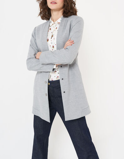 Manteau gris chiné pressionné I.Code