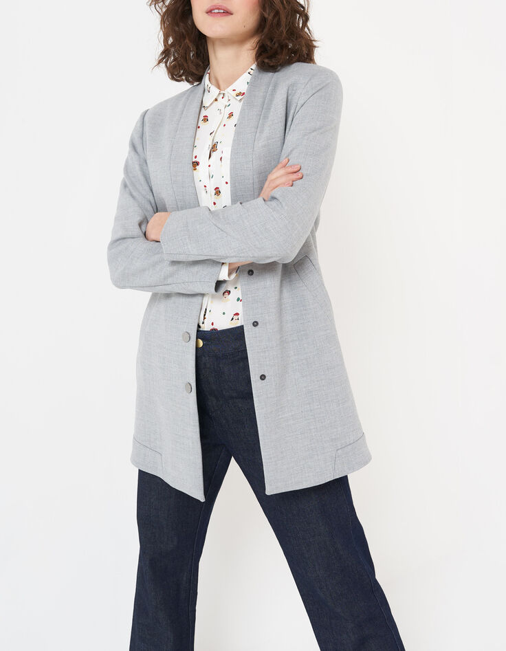 Manteau gris chiné pressionné I.Code-1