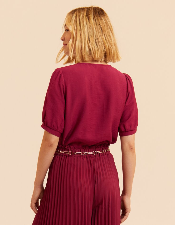 Top manches courtes rose boutons fleurs I.Code-4 Top manches courtes rose boutons fleurs I.Code-4
