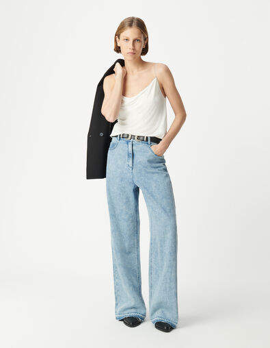 Blaue Jeans mit hoher Taille und weitem Bein f&uuml;r Damen - IKKS