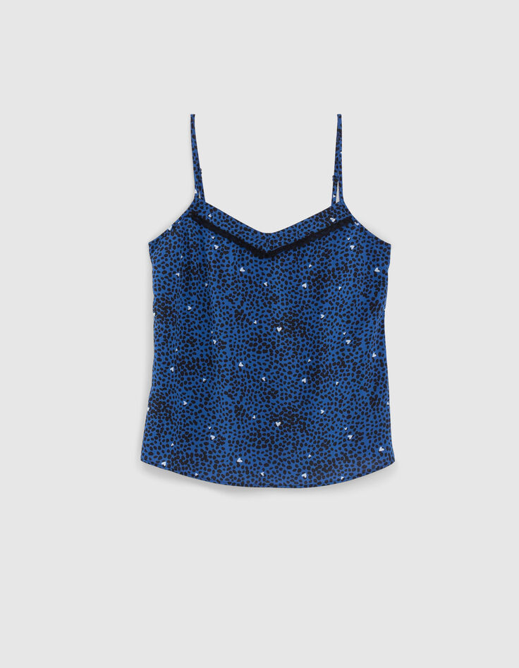 Blauwe top lingeriestijl dierenprint I.Code-1