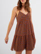 Camel jurk print blauwe bloemen schouderbandjes I.Code-1