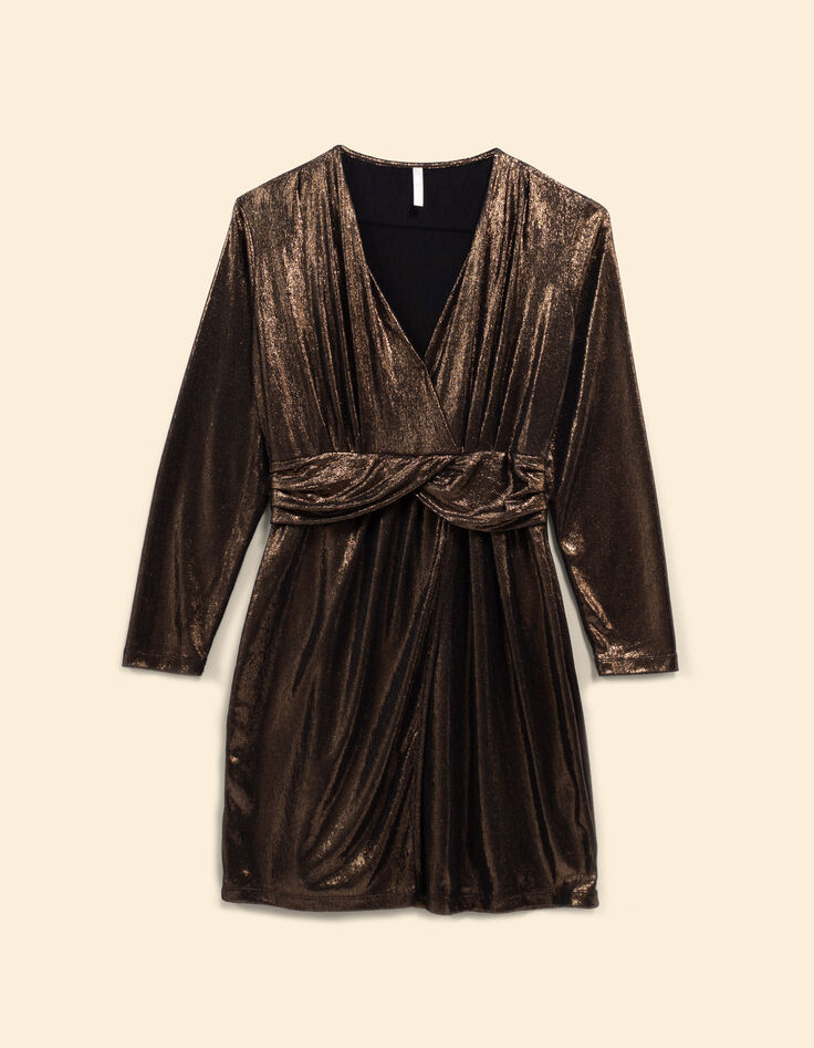 Goudkleurige jurk lamé gedrapeerde taille I.Code-5