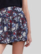 Kurzer, marineblauer Recycling-Damenrock mit Batikblumen-4
