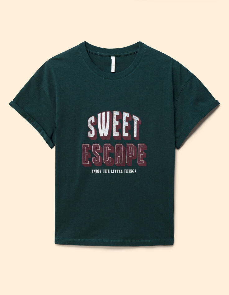 Groen T-shirt metallic tekst I.Code-7 Groen T-shirt metallic tekst I.Code-7
