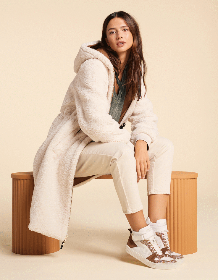 Parka reversible Sherpa crudo y nailon camel I.Code