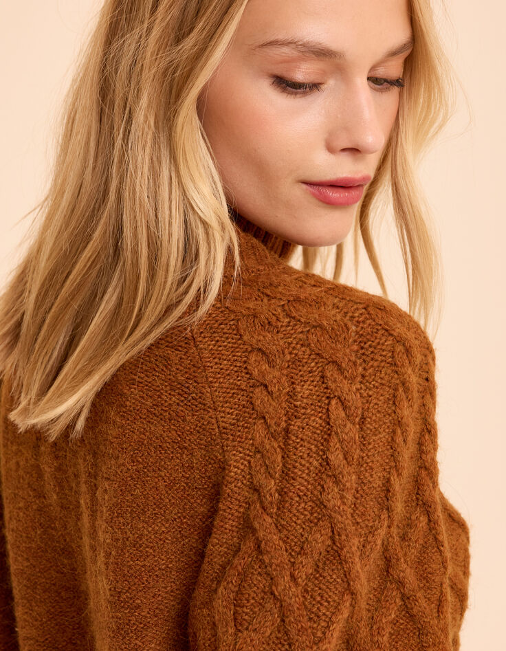 I.Code camel cable knit sweater-7