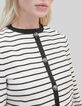 Cremewei&szlig;er Damenpiqu&eacute;blazer mit schwarzen Streifen-4