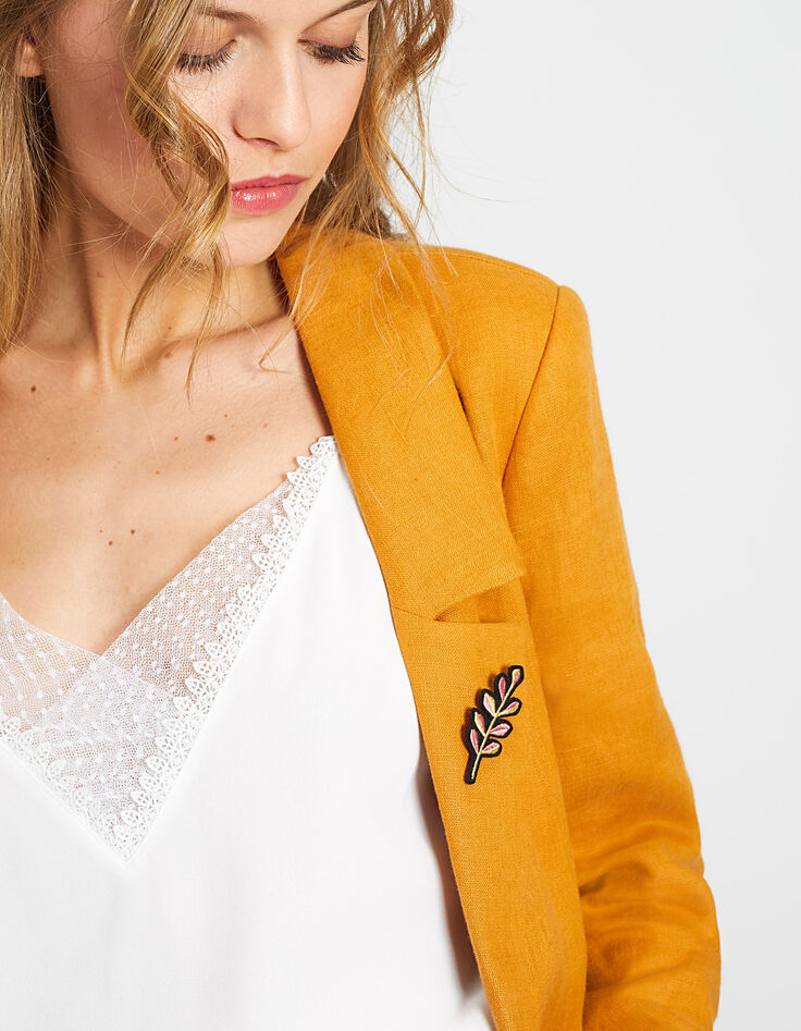 Veste curcuma en lin broche éclair I.Code-5