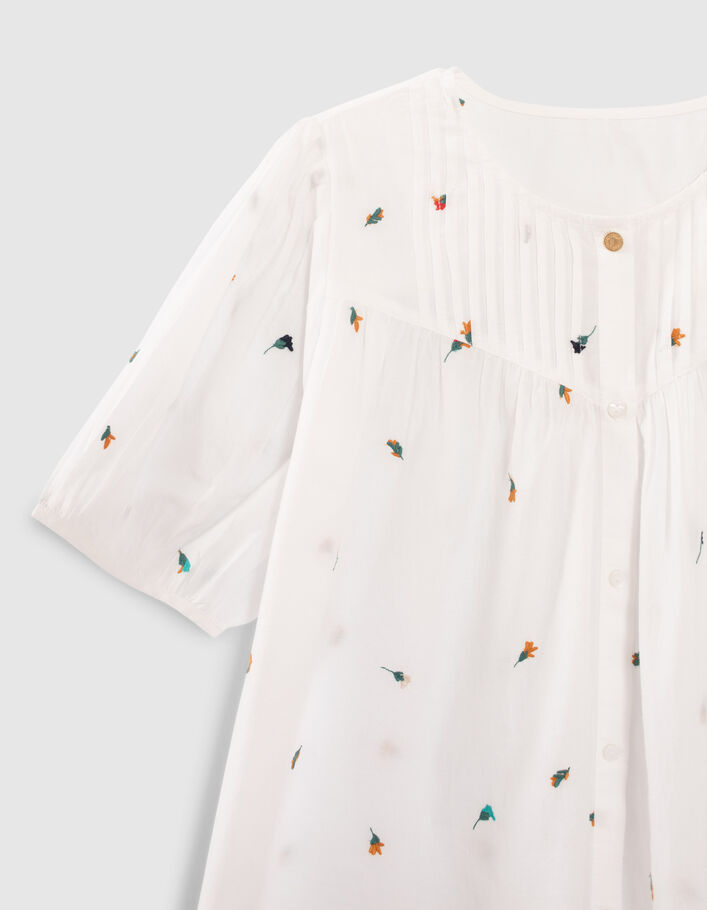 I.Code off-white blouse with flower embroidery - I.CODE