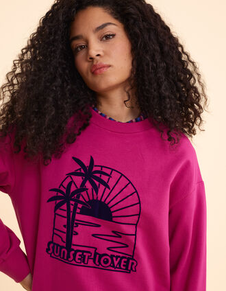 Sudadera flocada de terciopelo rosa atardecer I.Code
