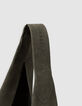 Khaki Hobo Veloursledertasche-5