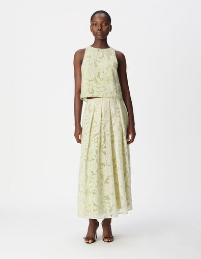 Falda floral de rayas verdes para mujer - IKKS
