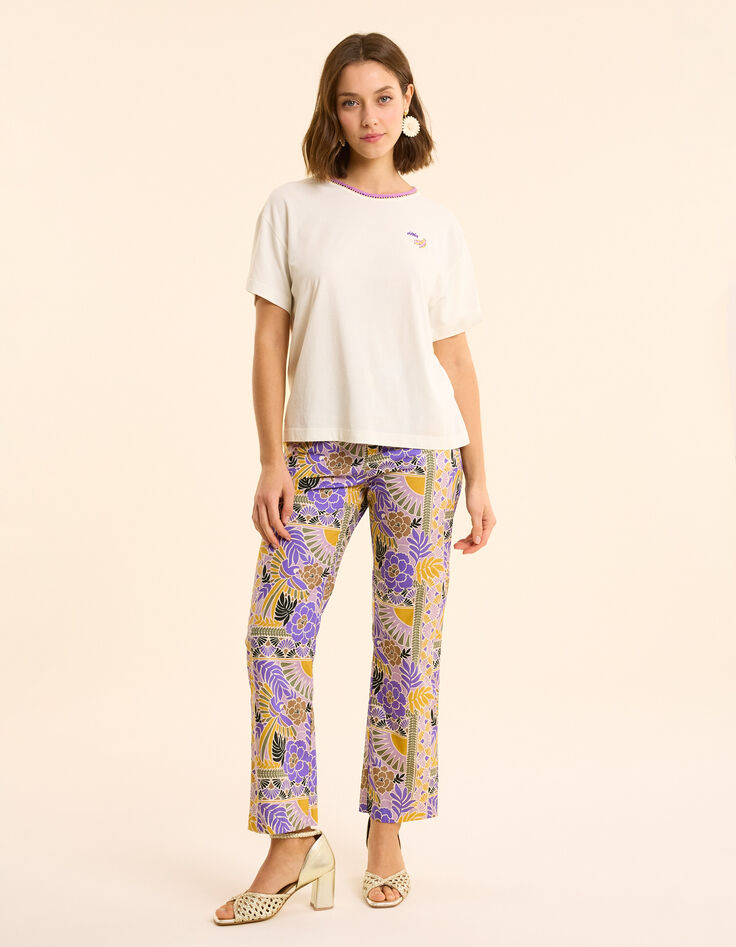 I.Code white T-shirt with embroidered collar-3