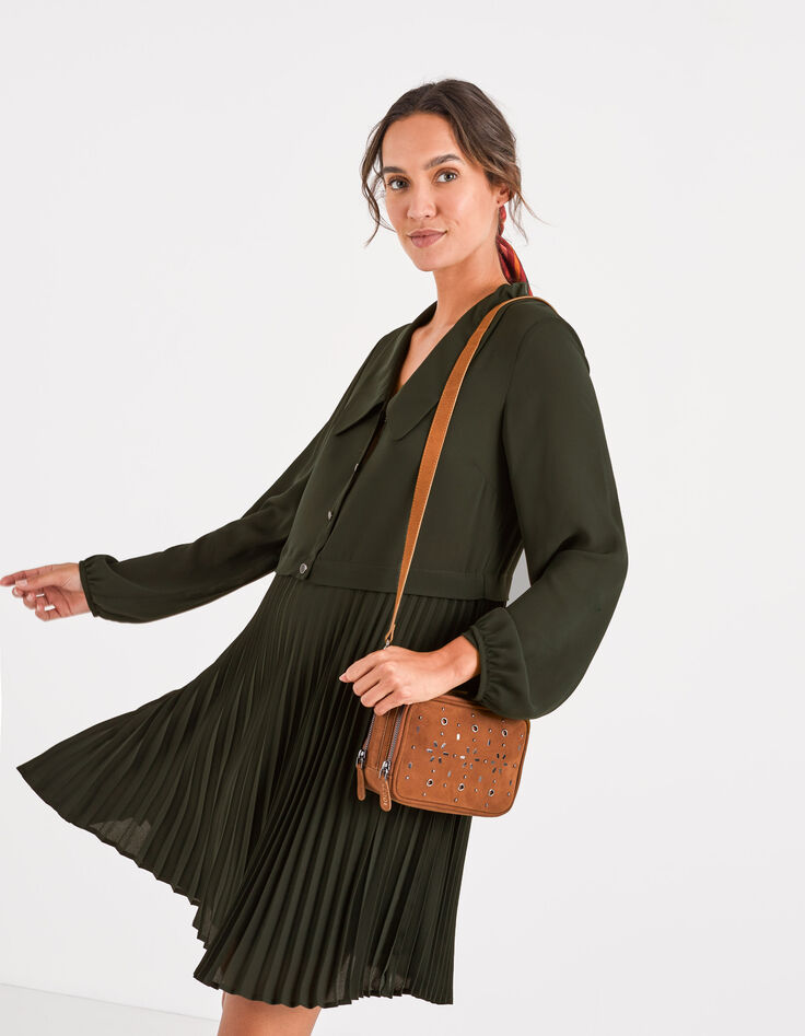 Robe chemise vert empire plissée I.Code-5