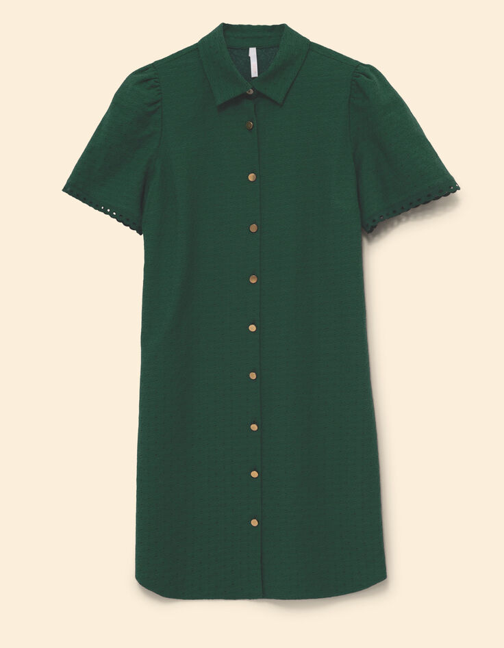 Robe chemise verte jacquard fantaisie I.Code-7