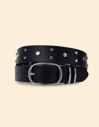 Ceinture noire cuir détails rivets I.Code