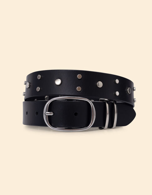 Ceinture noire cuir détails rivets I.Code