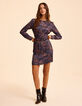 I.Code purple dress with scarf print-5