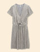 Robe grise plissée à rayures fantaisie dorées I.Code-6