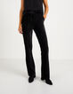 Pantalon large noir panne de velours reliefée I.Code-1