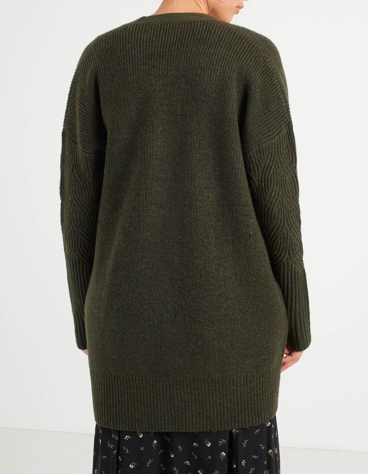 Empire-groen halflang vest in ribtricot I.Code-3