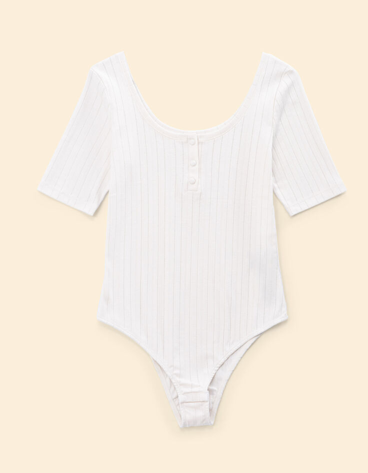 Cremeweißer Body aus Pointelle-Strick I.Code-8