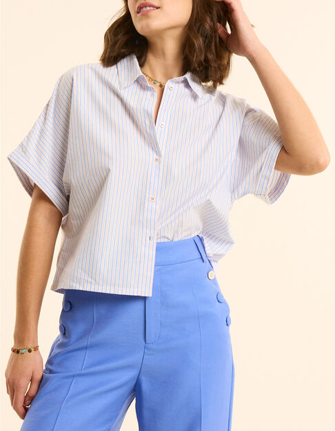 Witte cropped hemdblouse strepenmotief I.Code