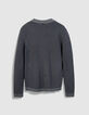Blauer Herren Pullover aus geripptem Jacquard-6