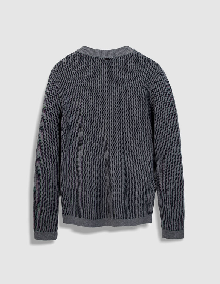 Blauer Herren Pullover aus geripptem Jacquard-6