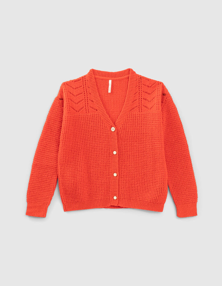 Aprikosefarbene Zierstrickjacke I.Code-7