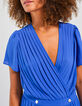 Robe longue cobalt portefeuille plissée I.Code-3