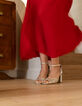 I.Code gold braided leather heeled sandals-7