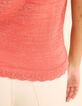 Top fines bretelles rose tricot pailleté I.Code-4