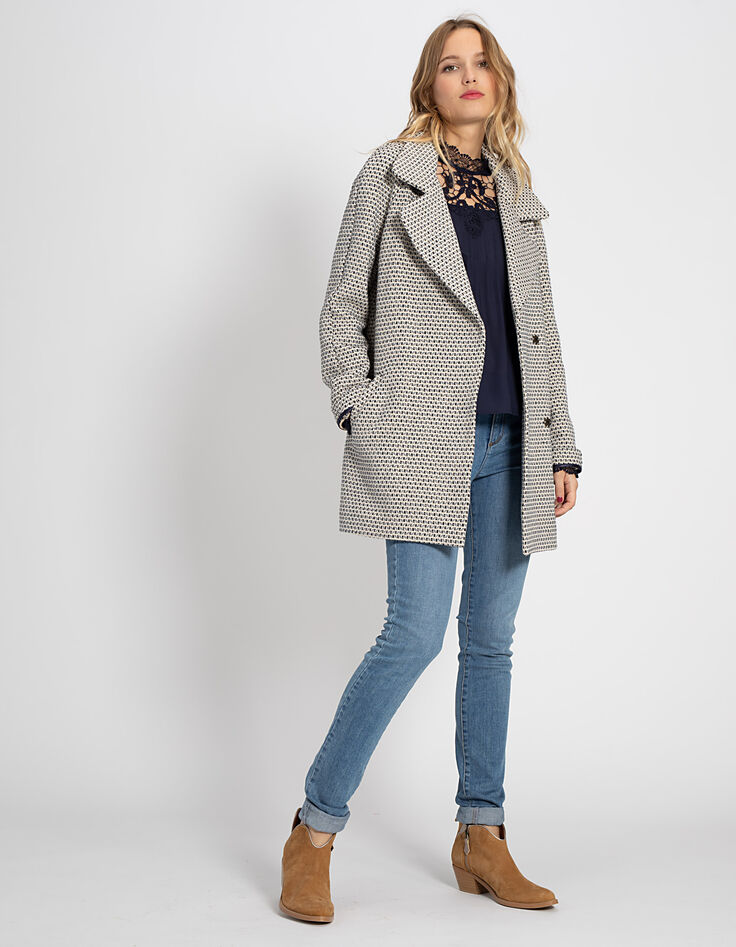 Manteau marine jacquard fantaisie I.Code-6