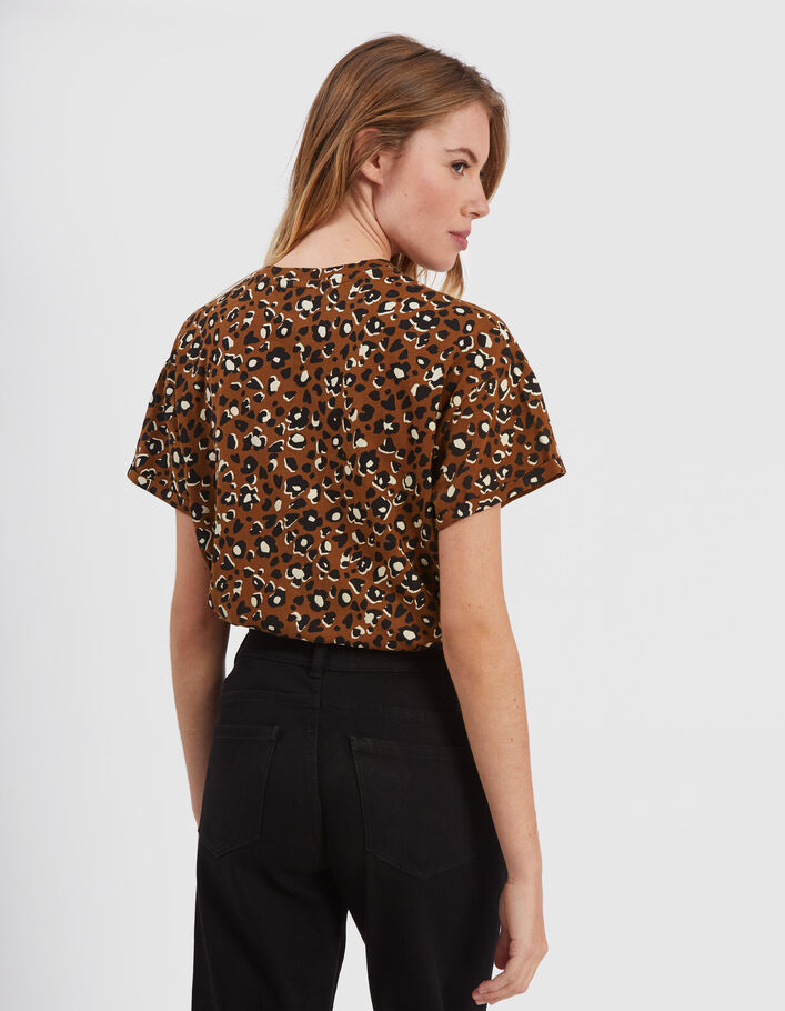I.Code camel leopard print T-shirt - I.CODE