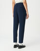 Marineblaue Hose mit hohem Bund und G&uuml;rtel-3
